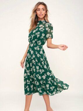 Lulus Dressed Up Dark Midi Dress - Size M